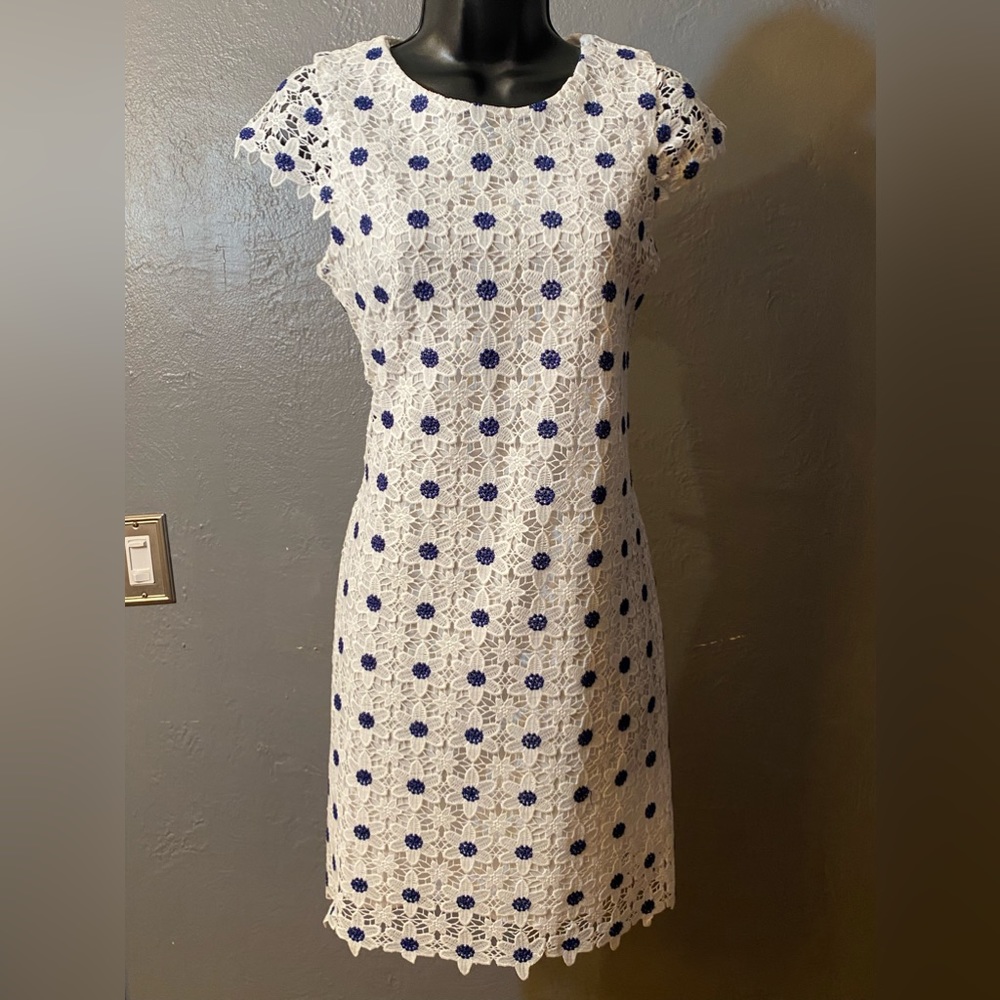 RARE EDITIONS Blue and White Flower Lace Dress
